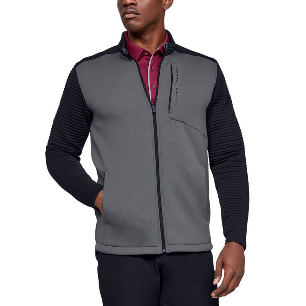 (LG, Pitch Grey) Under Armour Mens Storm Daytona Full Zip Sweater