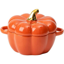 Ceramic Pumpkin Bowl, Individual Casserole, Baking Bowl for Oven Bakeware with Lid