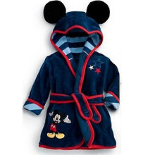 (4-5 Years, Navy Blue) Kids Boy Girl Hooded Fleece Bathrobe Dressing Gown Nightwear Pajamas