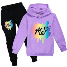 (11-12Years, Purple) 9-14 Years Kids Teens Boys Girls Moriah Elizabeth Outfit Tops+pants Tracksuit Set Activewear Gifts