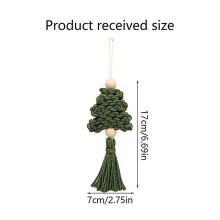 (Green) Christmas Handmade Ornament Hanging For Home Hand Woven Macrame Pendant Tapestry Christmas Tree Decor New Year Gifts Boho Style