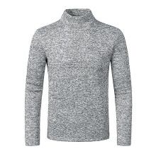 (XL) Autumn And Winter Men's Solid Color Turtleneck Snowflake Warm Fleece Bottoming Sweater