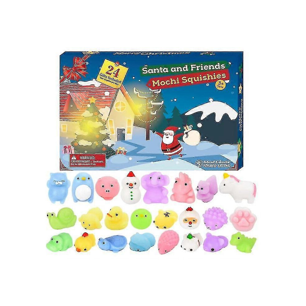 Adventskalender 2022 Weihnachten Countdown Kalender Spielzeug 24Pcs Verschiedene Niedliche Mochi Tiere Squishy Spielzeug FüR Kinder-image