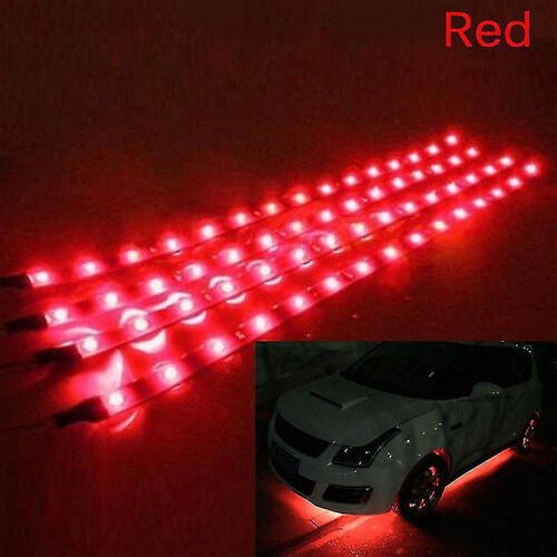 6pcs Flexible Waterproof 15 Led Strip Underbody Light Car Motor Lamp Tape 12v Hfmqv(red