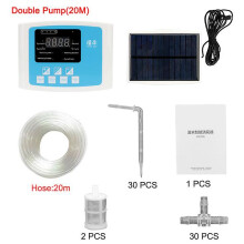 (20m double pump) Garden self-watering kit automatic watering device voice prompts double pump solar energy usb charging drip irrigation system