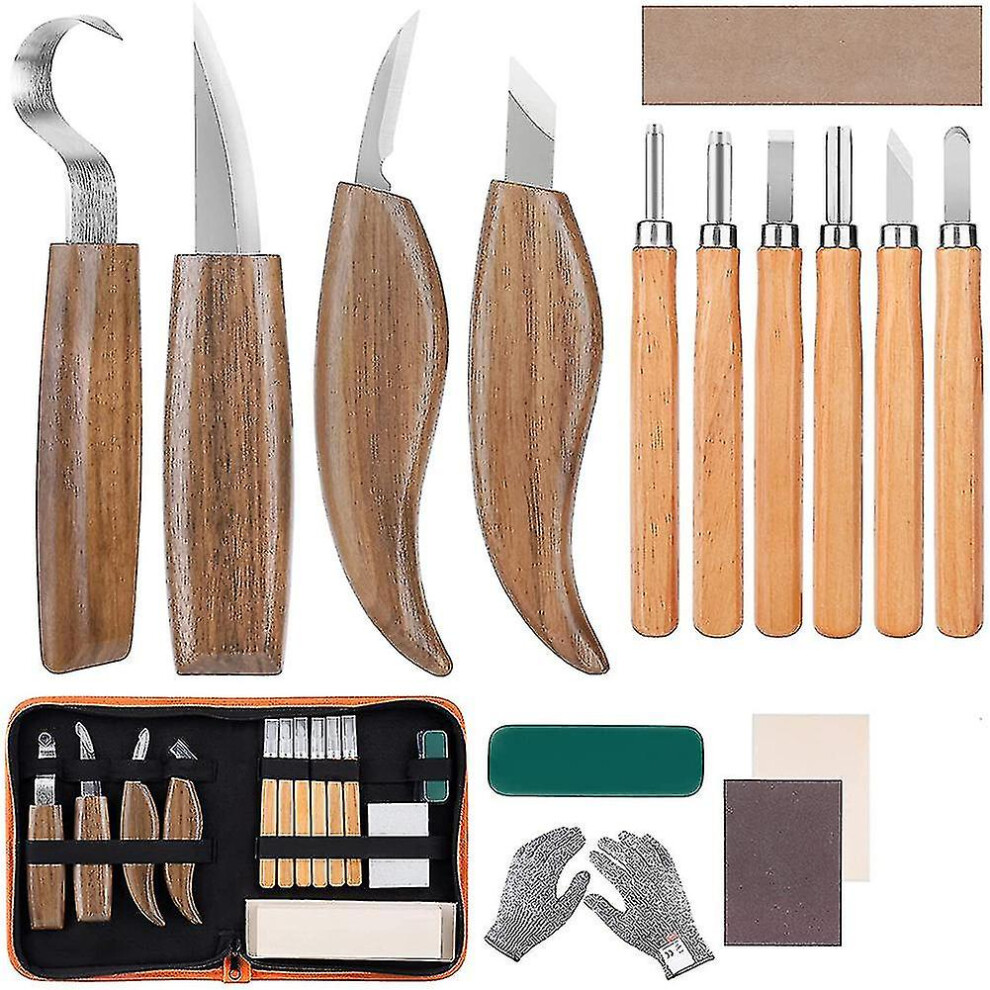 15pcs Carbon Steel Wood Carving Tools Wood Carving Tool Set With Hook Knife Professional Carving Knife Wood Engraving Tools For Woodworking