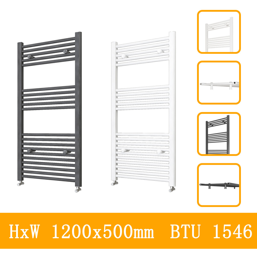 (anthracite, 1200x500mm) Stylish Straight Towel Rail HeatingTowel Radiator