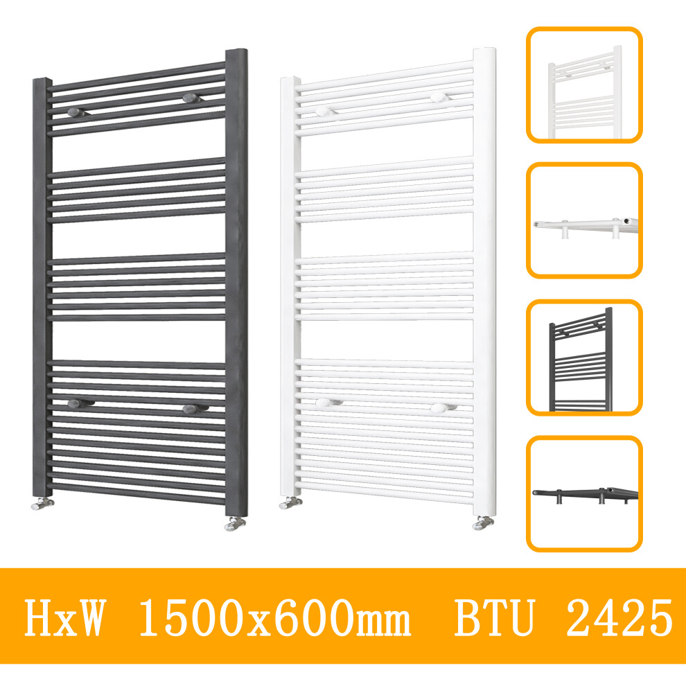 (anthracite, 1500x600mm) Stylish Straight Towel Rail HeatingTowel Radiator