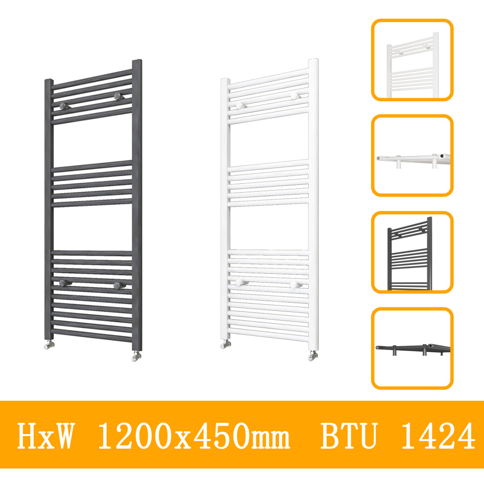 (white, 1200x450mm) Stylish Straight Towel Rail HeatingTowel Radiator