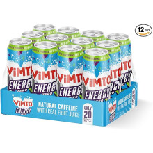 Vimto Original Real Fruit Energy Drink - No Added Sugar, Natural Caffeine + B Vitamins, 500ml Big Can (Multipack 12)