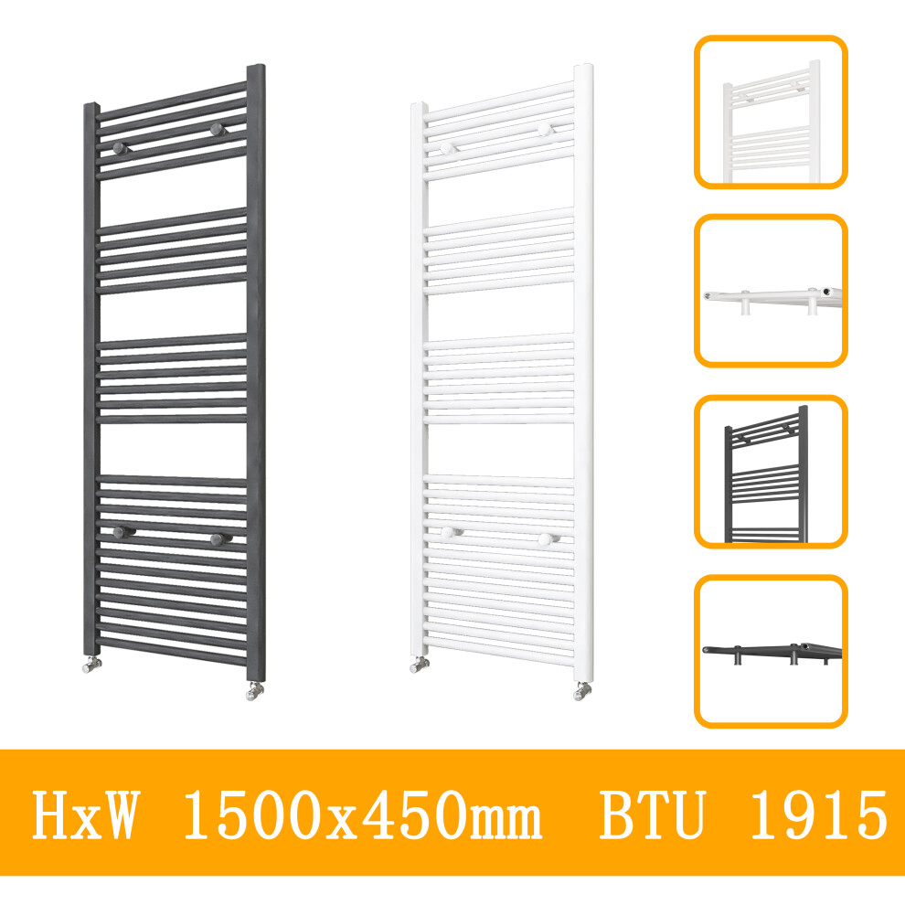 (white, 1500x450mm) Stylish Straight Towel Rail HeatingTowel Radiator