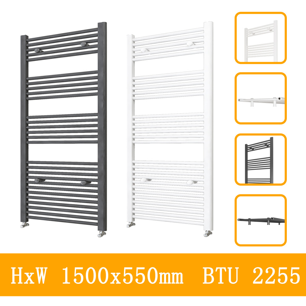 (white, 1500x550mm) Stylish Straight Towel Rail HeatingTowel Radiator