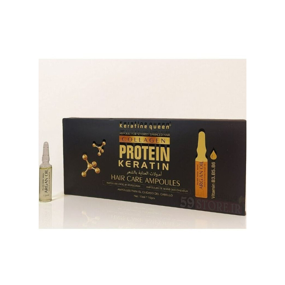 Keratine Queen Collagen Protein Keratin Hair Care Ampoules 13ml X 10 | Intensive Repair, Strengthening & Nourishment for Dry, Damaged Hair |Hair Serum