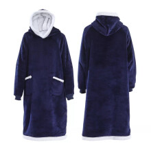 (Blue(155CM)) Adults Extra Long Hoodie Blanket Oversized Soft Sherpa Fleece Giant Sweatshirt