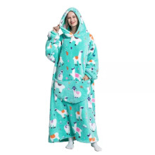 (Alpaca (180cm)) Adults Extra Long Hoodie Blanket Oversized Soft Sherpa Fleece Giant Sweatshirt