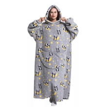(Moon Panda (180cm)) Adults Extra Long Hoodie Blanket Oversized Soft Sherpa Fleece Giant Sweatshirt