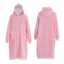 (Pink (155CM)) Adults Extra Long Hoodie Blanket Oversized Soft Sherpa Fleece Giant Sweatshirt
