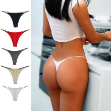 (XL, Black) Explosive Europe And The United States Hot Thong Double Thin Strap Scarless Thong Fitness Low Waist Women's Erotic Panties