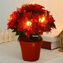 Light-up Poinsettia Tree - Decorative Christmas Plant with Lights for the Holiday Season - Elegant Centrepiece