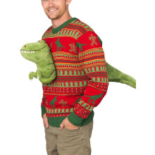 (reddinosaur,redelk,blueshark, XL) Unisex Knitted Ugly Christmas Sweater Novelty 3D Cute Doll Pullover Sweaters Funny Parties Holiday Jumper Top