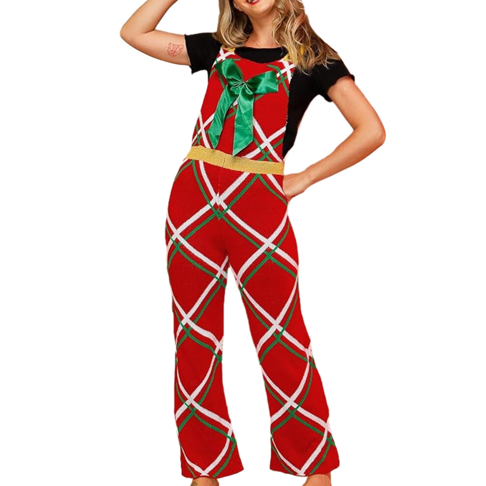 (green, XL) Christmas Overalls for Women, Striped/Plaid Stretchy Overall Jumpsuit-image-OPC-PFRWW9D-NEW
