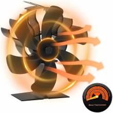 Stove Fan,6 Blade Stove Fan With Thermometer,wood Stove Fan,heat Powered Fireplace Fan,stove Fan,fireplace Fan,pellet Stove