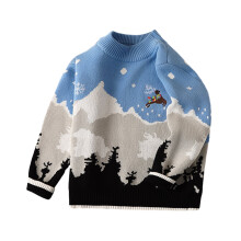 (blue, 5-6Y) KYAIGUO Kids Boys Christmas Pullover Sweater Toddler Girls Xmas Cartoon Knit Sweater Blouse Winter Warm Jumper Tops 2-14T