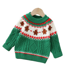(green(padded), 3-4Y) MXIEZI 1-7 Years Old Boys Girls Cartoon Knit Top Christmas Sweater for Baby Pullover Knitted Jumper Bottoming Shirt Kids Fall Winter Warm Knit Sweater