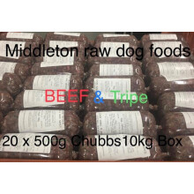 RAW Frozen Dog Food BEEF & TRIPE 20 x 500g Chubs 10kg Box