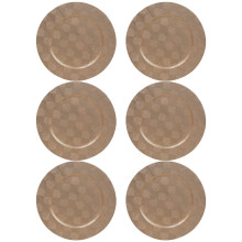 (6x Gold Box Weave) 33cm Charger Plates Set Silver Gold 3D Placemats Box Mosaic Weave Pyramid Design