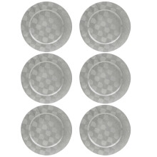 (6x Silver Box Weave) 33cm Charger Plates Set Silver Gold 3D Placemats Box Mosaic Weave Pyramid Design