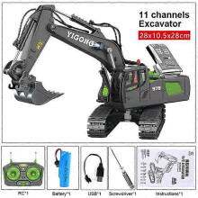 (Light Grey) 2.4Ghz 6 Channel 1:24 RC Excavator toy RC Engineering Car Alloy and plastic Excavator RTR For kids Christmas gift Robotic Toys