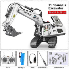 (Army Green) 2.4Ghz 6 Channel 1:24 RC Excavator toy RC Engineering Car Alloy and plastic Excavator RTR For kids Christmas gift Robotic Toys