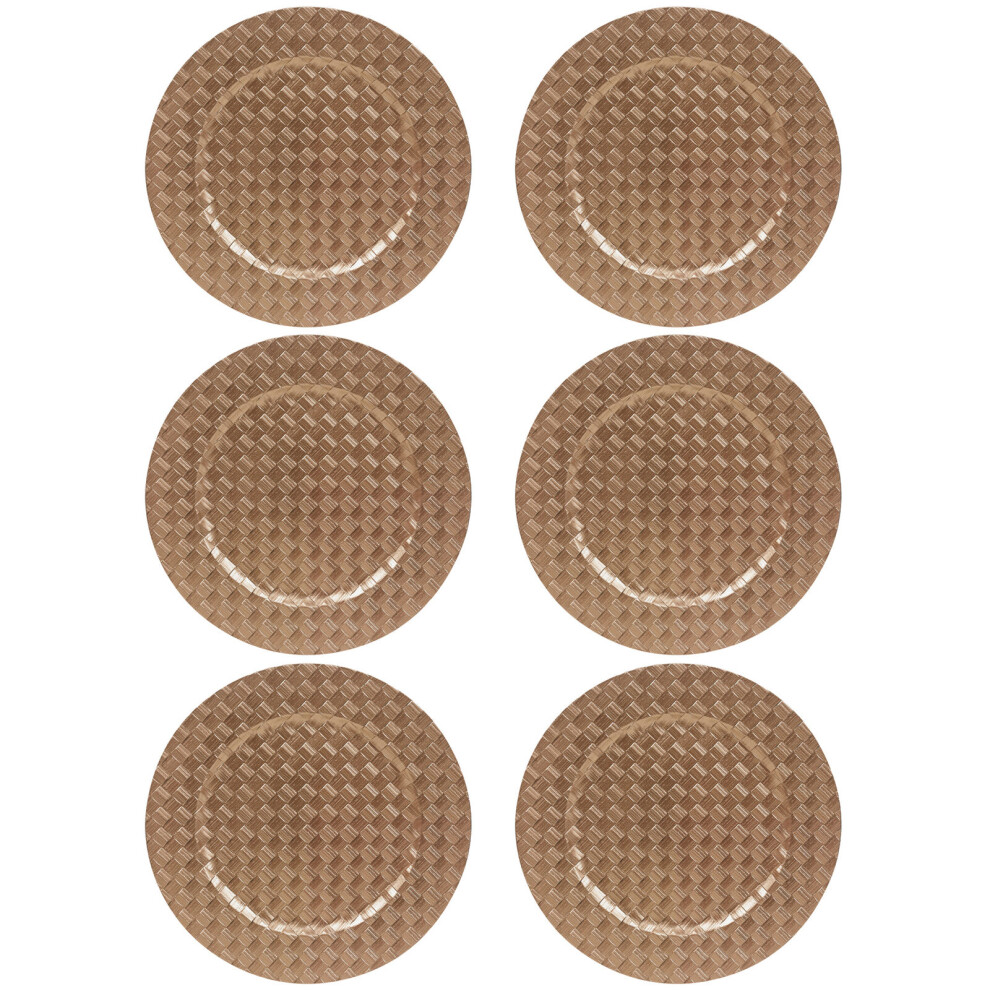 Urbn Living (6X Gold Mosaic Weave) 33Cm Charger Plates Set Silver Gold 3D Placemats Box Mosaic Weave Pyramid Design Silver,Gold