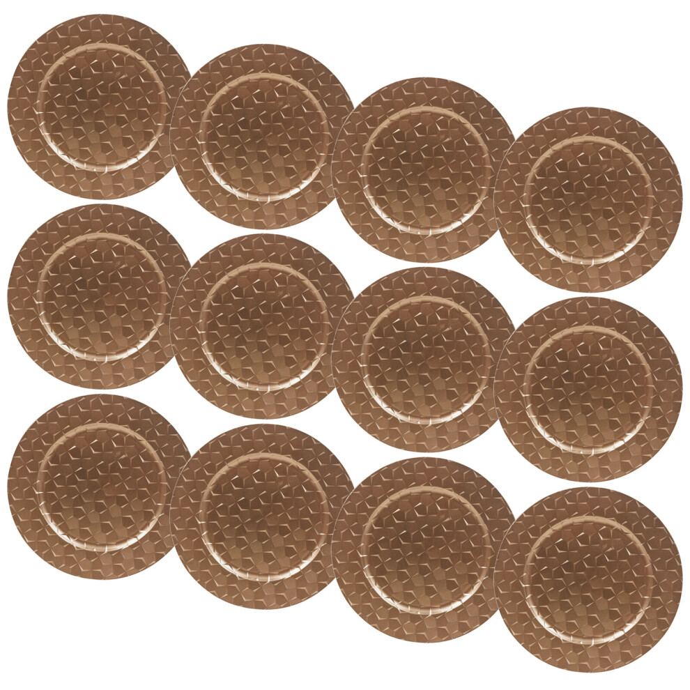 Urbn Living (12X Gold Pyramid) 33Cm Charger Plates Set Silver Gold 3D Placemats Box Mosaic Weave Pyramid Design Silver,Gold