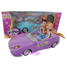 (Purple) Girls Convertible Sports 1/18 RC Car with Doll