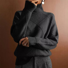 (Black, UK Size 16=Tag Size XL) Ladies Roll Neck Sweater Womens Chunky Cable Knitted Jumper Pullover Warm Tops