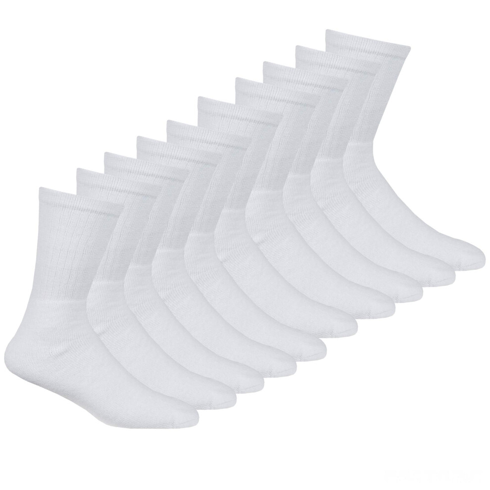 (White, 6-11) Metzuyan Mens 10 Pairs Sports Socks Cotton Rich Plain Black White Grey Size  Uk 6-11 & 12-14