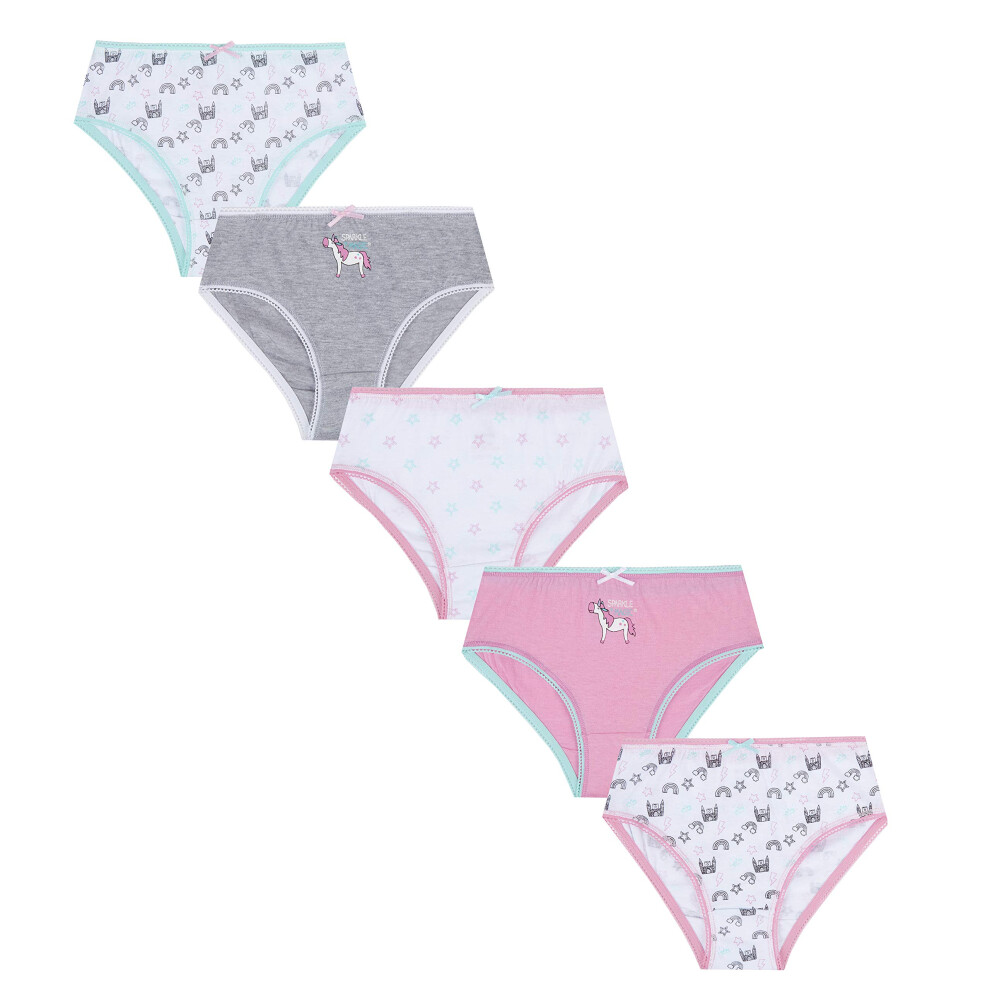 (Unicorn, 11-12 Years) Metzuyan Kids Girls Fun Novelty Print 100% Cotton Knickers Underpants Hipster Underwear Size 2-13 Years