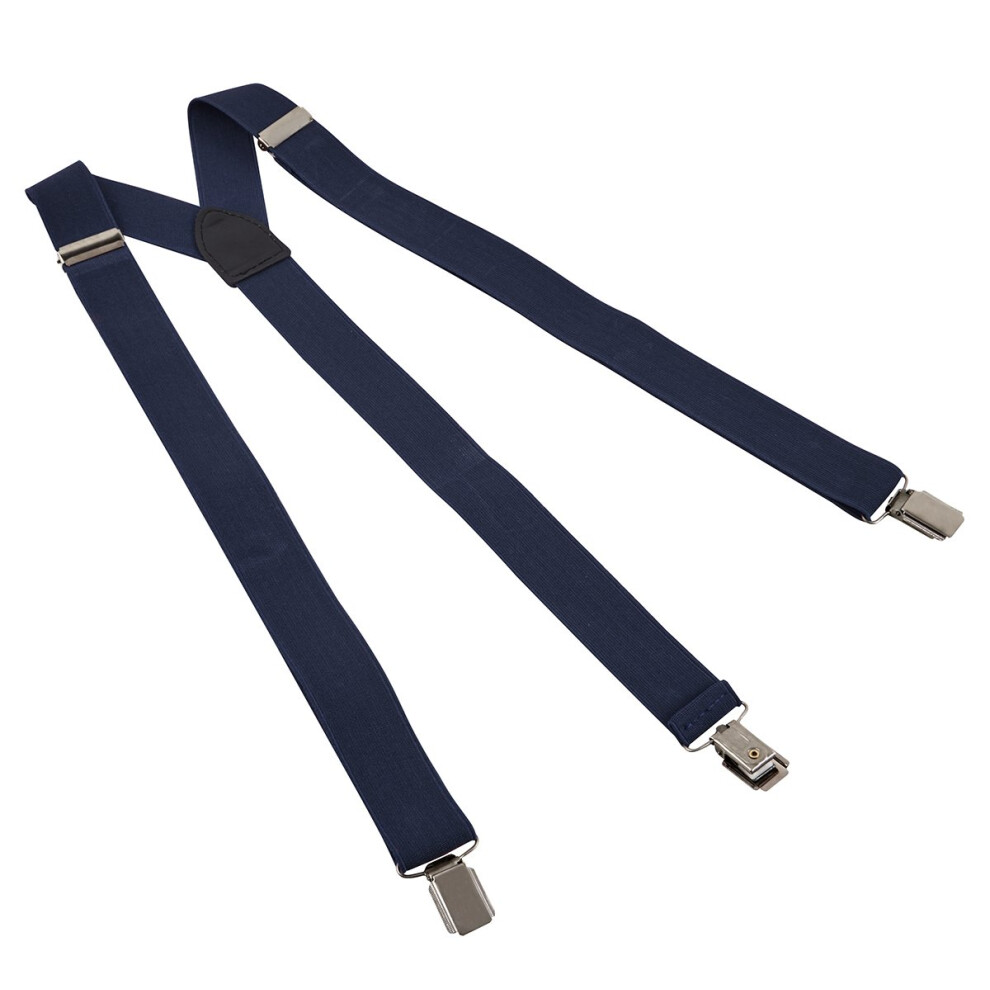 (Navy, One size) Mens Braces Trouser Belt Suspender Adjustable Fancy Dress Smart New Pierre Roche