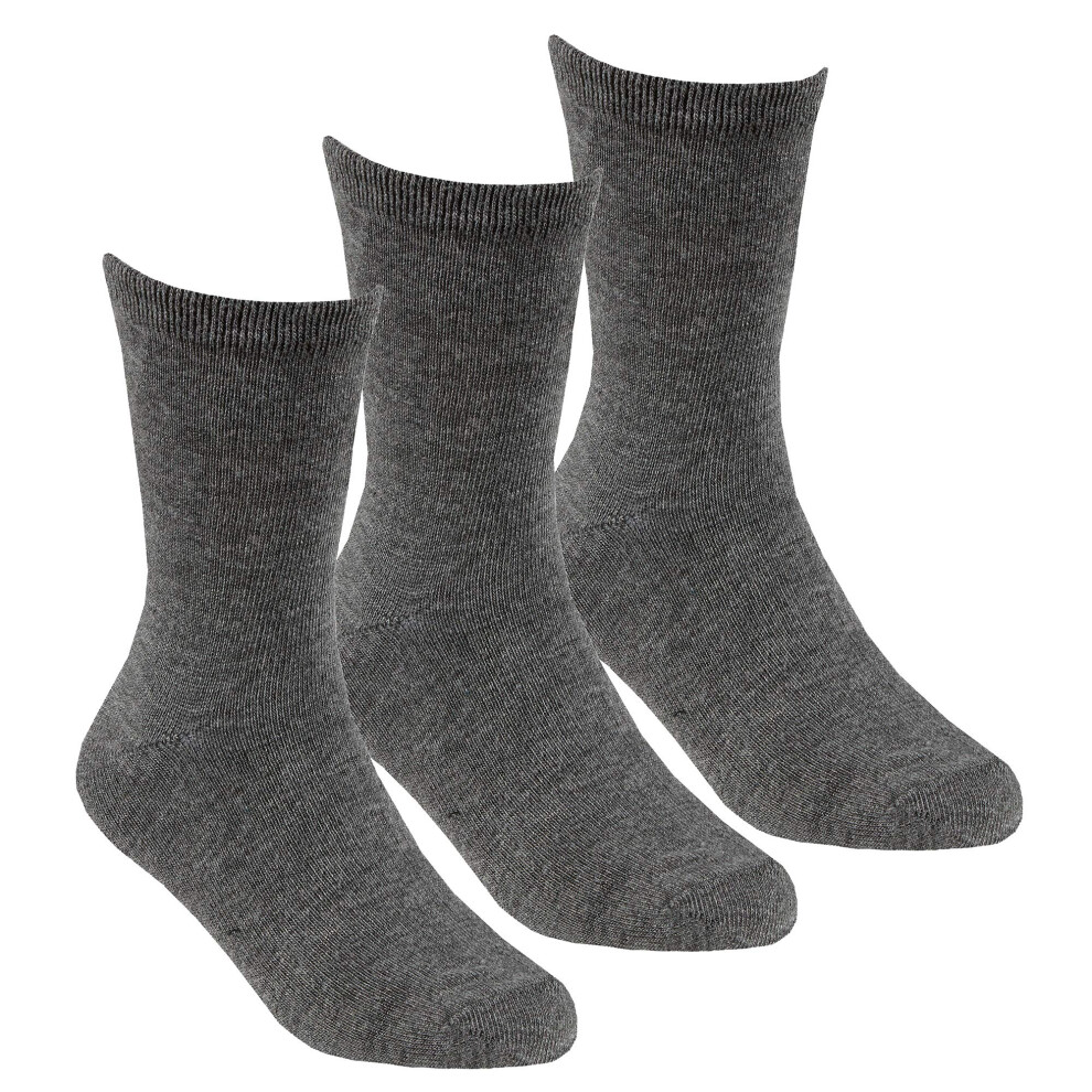 (3 Pairs - Grey, 6-8.5) 3 Pairs Kids Girls Boys Unisex Natural Bamboo Crew Everyday Back To School Socks 6-8.5 - 4-5.5-image-OPC-PFRYSX8-NEW