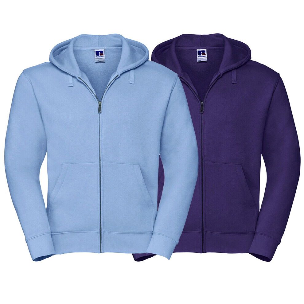 (2 Pack Blue Purple, Medium) 2 Pack Mens Hooded Sweatshirt Pockets Full Zipper Big & Tall Hoodie Plus Size Cotton Rich Multibuy Xs S M L Xl Xxl Xxxl 2Xl 3Xl