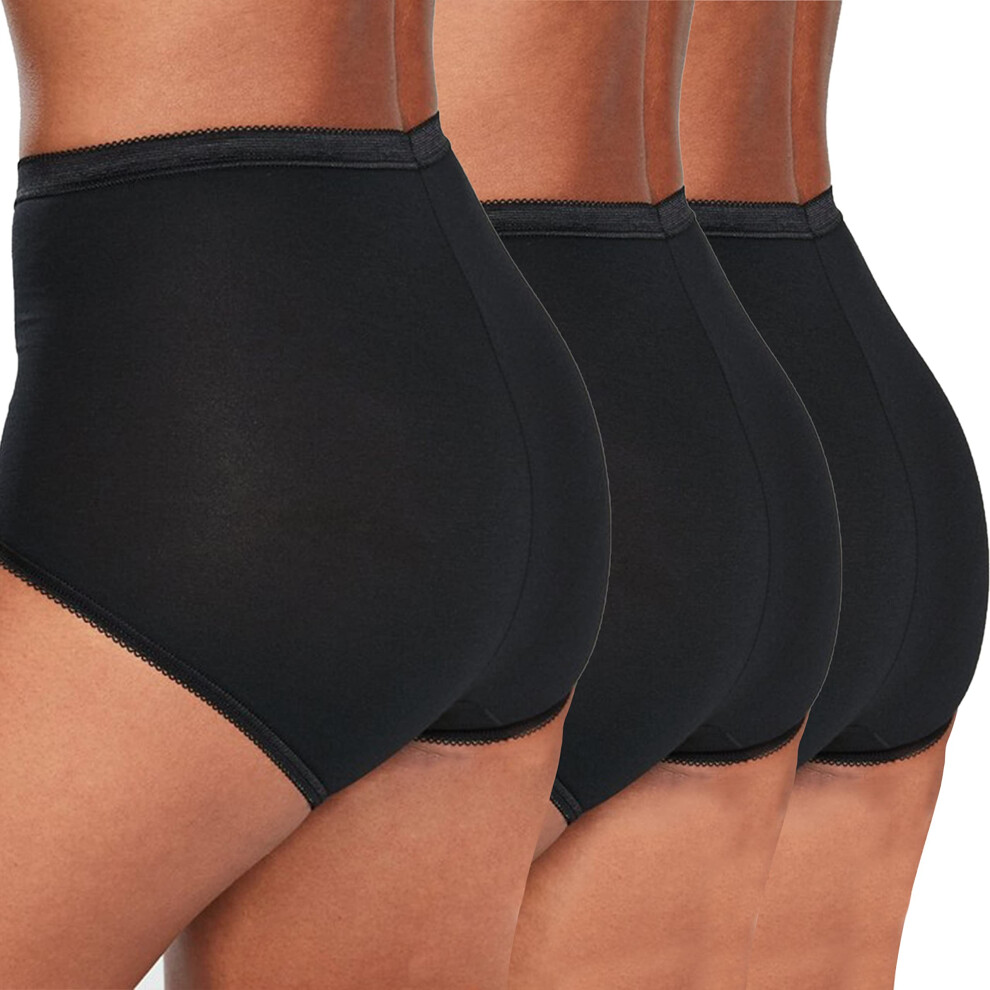 (6 Pairs Black, 20) Pack Of 6 Ladies Womens Briefs Multipack Cotton High Waist Underwear Comfy Sports Basic Night Pants Knickers Multipack Of 6 Full Back Coverage 12-24