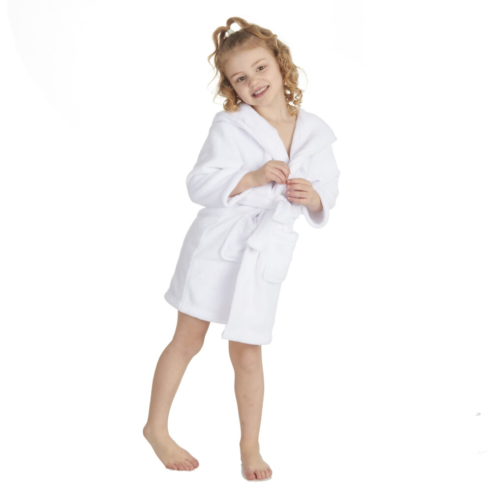 (White, 2-3 Years) Unisex Baby Girls Boys Dressing Gown 0-24 Months Snuggle Plus Fleece Bath Robe With Animal Embroidery Hooded Teddy 3D Ears Long Sle-image-OPC-PFRYXKR-NEW