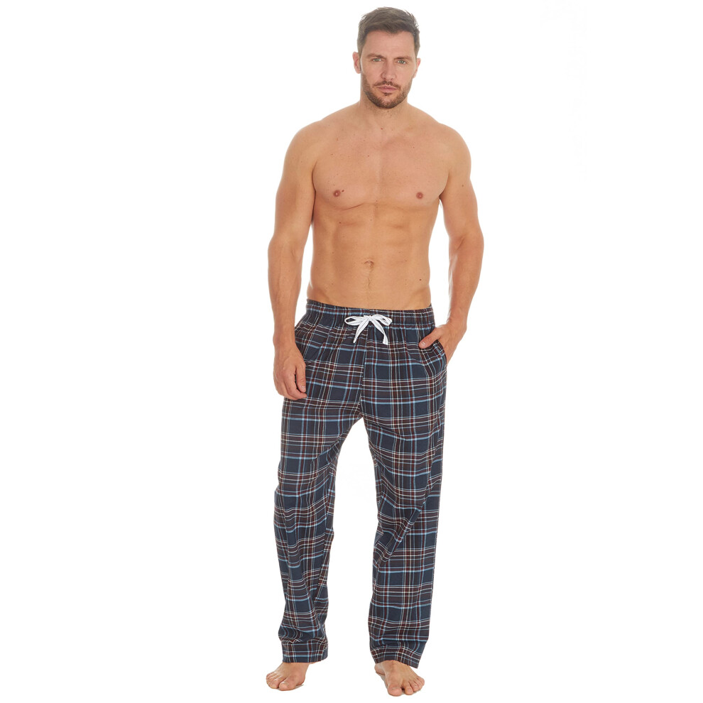 (Denim, Medium) Mens Woven Checked Bottoms Trousers Pyjama Bottoms Lounge Loungewear Pajama Pj Tartan Nightwear Size S M L Xl Xxl