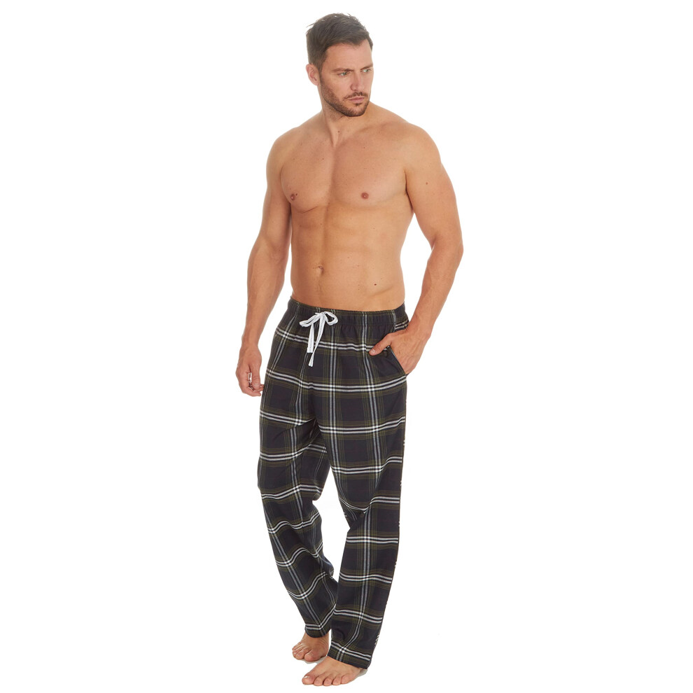 (Navy, Large) Mens Woven Checked Bottoms Trousers Pyjama Bottoms Lounge Loungewear Pajama Pj Tartan Nightwear Size S M L Xl Xxl