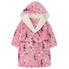 (Pink, 9-10 Years) Kids Girls Ballerina Themed Dressing Gown Pink Thermal Bathrobe Energy Saving Nightwear Size 2-13 Years