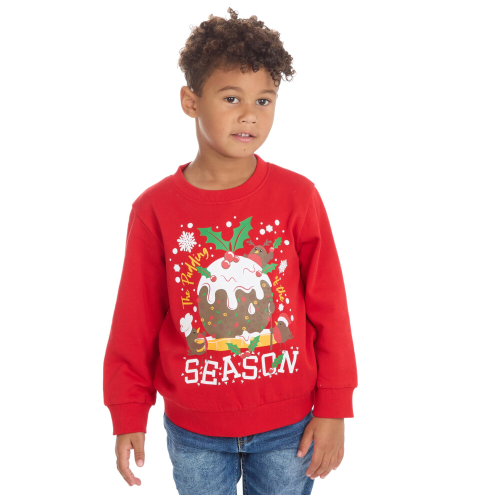 (Red, 5-6 Years) Kids Infant Girls Boys Christmas Sweatshirt Pullover Xmas Novelty Print Jumper 100% Cotton Sizes 2-6 Years