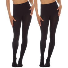 (Black - 2 Pairs, 20-22) 2 Pairs Ladies Plain Black Thermal Tights Winter Brushed Soft Lining Size Uk 8-22