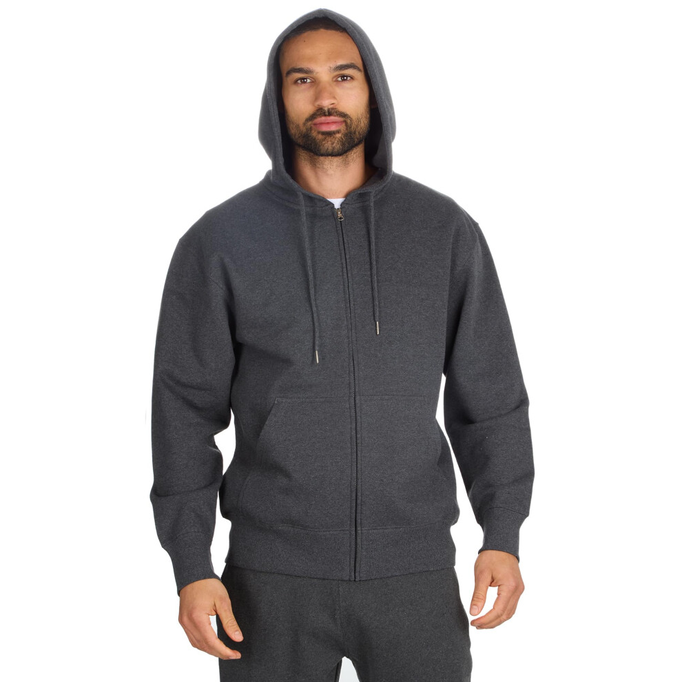 (Grey, X-Large) Mens Zip Up Hoodie Hooded Long Sleeved Top Zipped Sweatshirt Activewear Uk S-Xxl